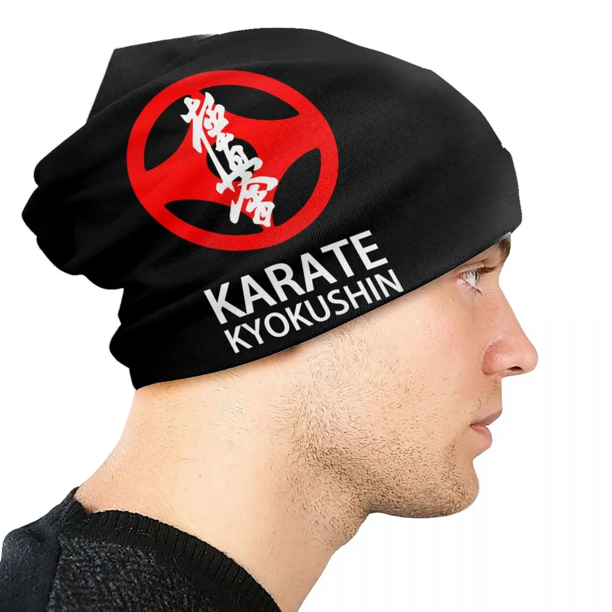 Karate Kyokushin Skullies Beanies Caps Unisex Winter Warm Knit Hat Street Adult Martial Arts Bonnet Hats Outdoor Ski Cap