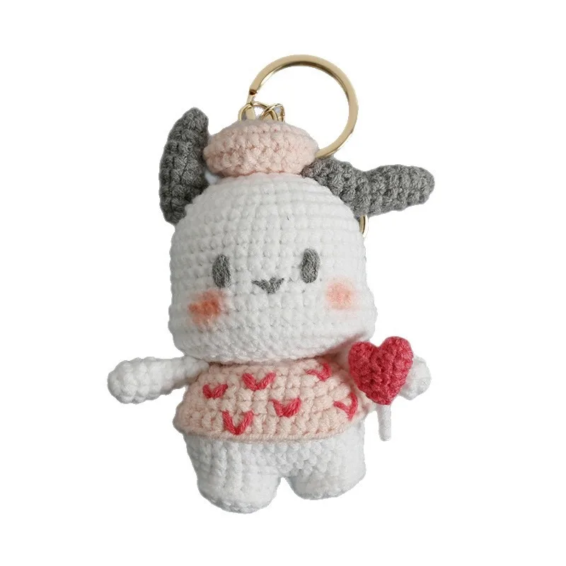 수제 매력적인 캐릭터 캔디 화이트 강아지 인형 키체인, 귀여운 캐릭터 인형 자동차 및 가방용
