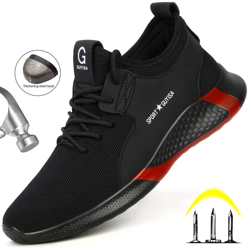 2022 Men Work Safety Shoes Steel Toe Anti-puncture Indestructible Women Kevlar Insole Anti-smash Work Sneakers Protective Shoes