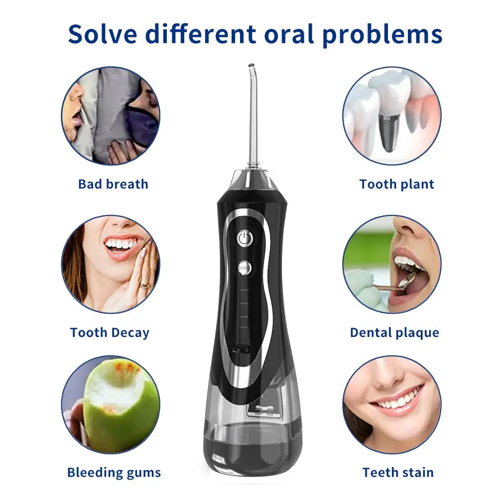 Powerful Wireless Cordless Rechargeable Water Pik Travel Oral Teeth Pick Cleaner Dental Irrigator Care Handheld Water Flosser