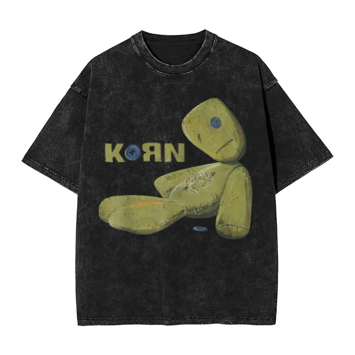 Korn Issues Doll Washed T Shirts Streetwear Hip Hop Vintage T-Shirt Metal Rock Music Tees Tops for Men Women Oversize Graphic