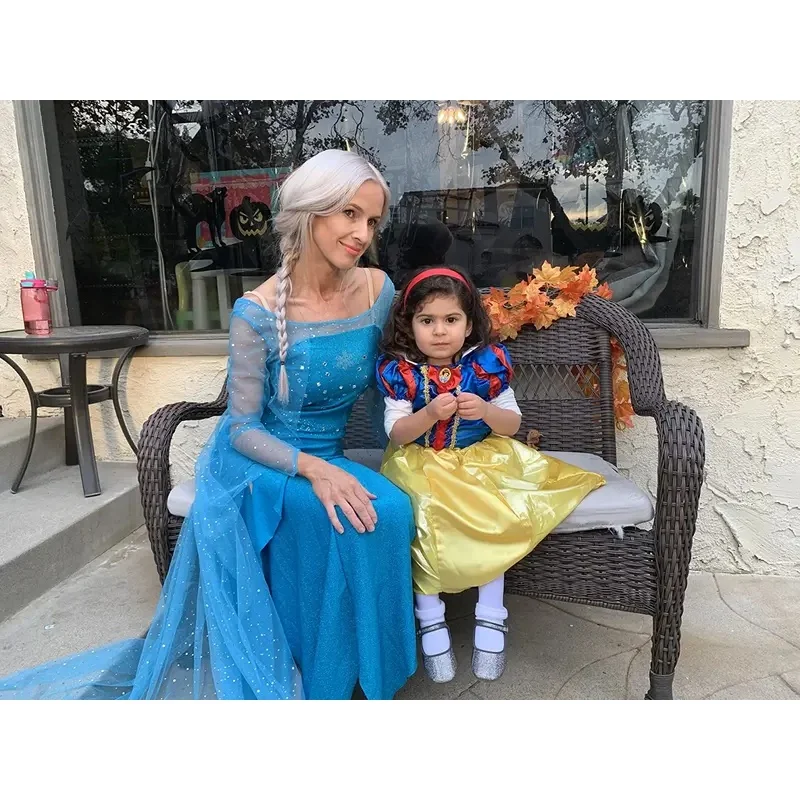 ♥ 2026 New Frozen Princess Long Sequin Mesh Elsa Adult Snow Queen Party Dress Halloween Carnival Cosplay Costume ★ Look at me ↑_