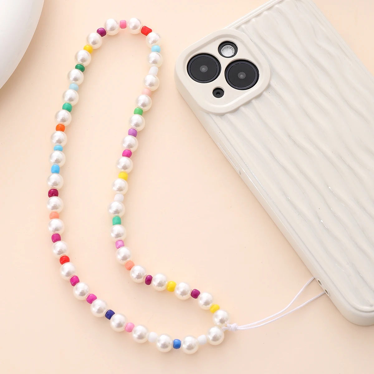 Colorful Beads AB Colorful Bears Beads Shaped Chain Strap Small Rope Head Mobile Phone Chain Mobile Phone Hanging Rope