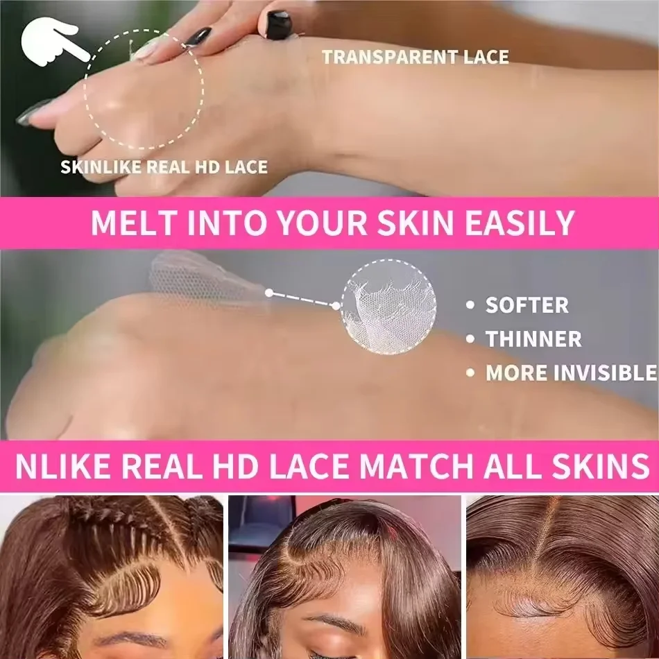 باروكة من شعر طبيعي 13x4 HD الدانتيل الشفاف الشوكولاته البني أمامي الدانتيل الباروكات مستقيم قبل قطعها الملونة لا ذرف شعر مستعار للنساء