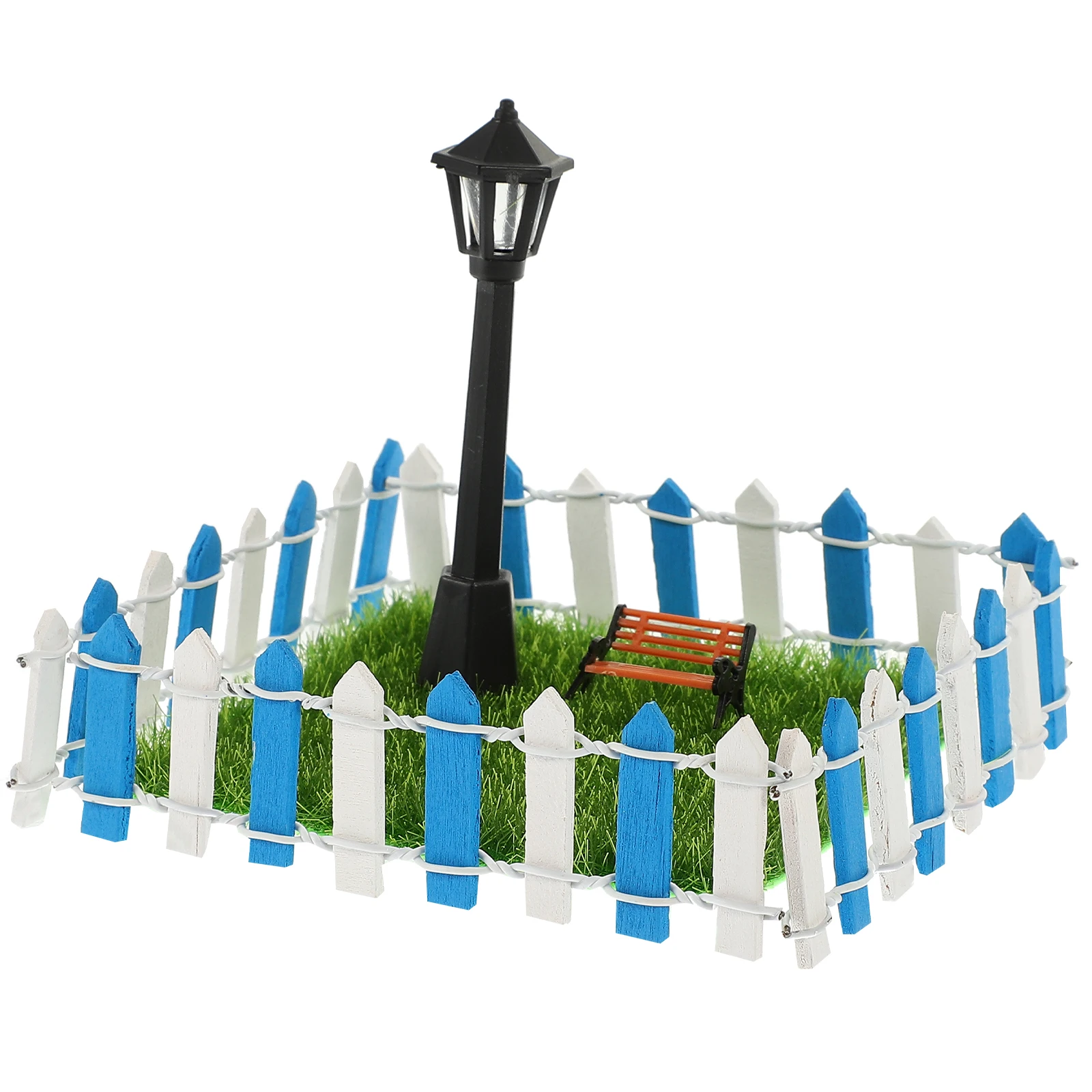 

7PCS Miniature Park Chair Lawn naments Simulated Wood Mini L scape Model Solar Lighting Decor Accessories