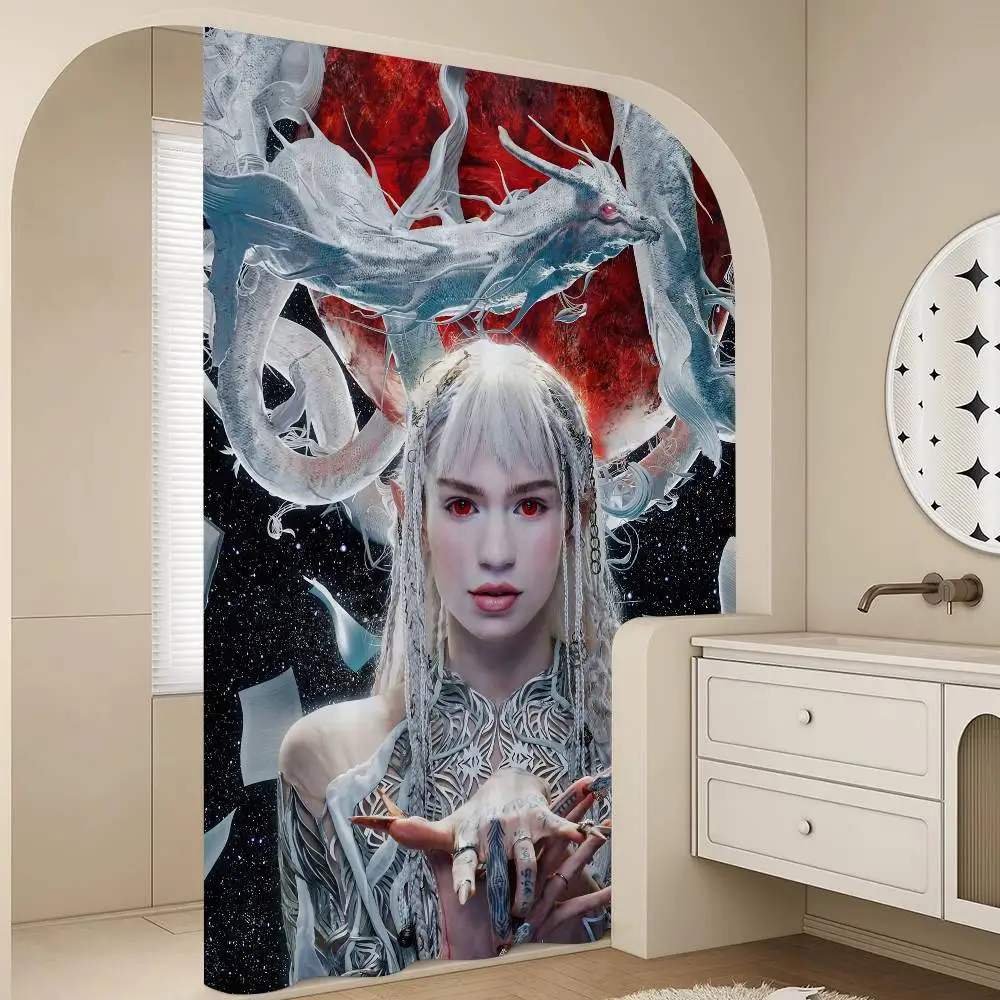 

Занавески для душа Singer Grimes 180 см, полиэстер, современный стиль, занавеска для ванной комнаты с крючками, водонепроницаемая забавная занавеска для душа