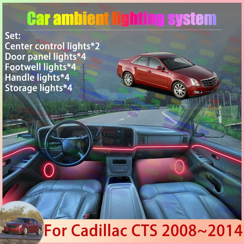 

Для Cadillac CTS 2008 ~ 2014 MK2 2/24 в 1, автомобильная атмосферная лампа, RGB абажур, ансамбль, стример, атмосферный набор, автоаксессуары