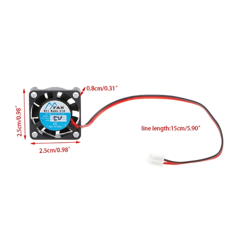 ชิปเซ็ตฮีทซิงค์ขนาดเล็ก25*25*7มม. DC 5V 12V 2-PIN 2507พัดลมทำความเย็นขนาดเล็ก