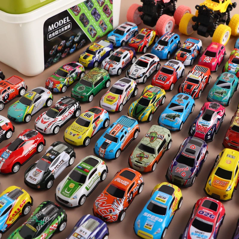 New 50-10PCS Mini Alloy Car Model Set with Storage Box Diecast Cars Toys for Boys Sliding Inertia Vehicle Children Toy Kit Gifts