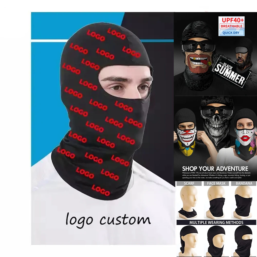 Customized Balaclava Headgear Cycling Bandana Motorcycle Helmet Hood Breathable Ski Mask Neck Gaiter Biker Face Shield Snood Cap