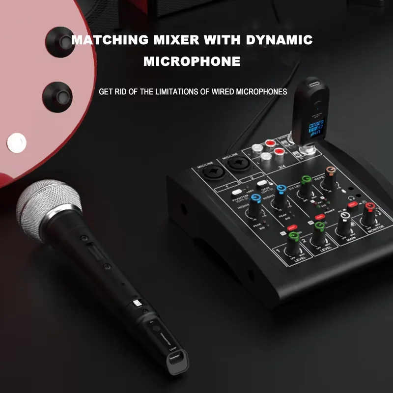 KEBIDUMEI Bezprzewodowy mikrofon UHF XLR Nadajnik Odbiornik System Przewodowy na Bezprzewodowy do Miksera Audio Mikrofonu Dynamicznego Gitary Elektrycznej — zdjęcie produktu 2
