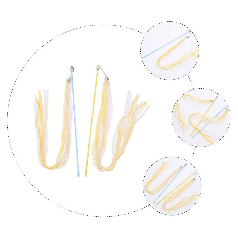 

2pcs Cat Teaser Ribbon Tassel Bell Wands Interactive Kitten Sticks Pet Supplies Cat For Cats Amusing Play Birthday Gift