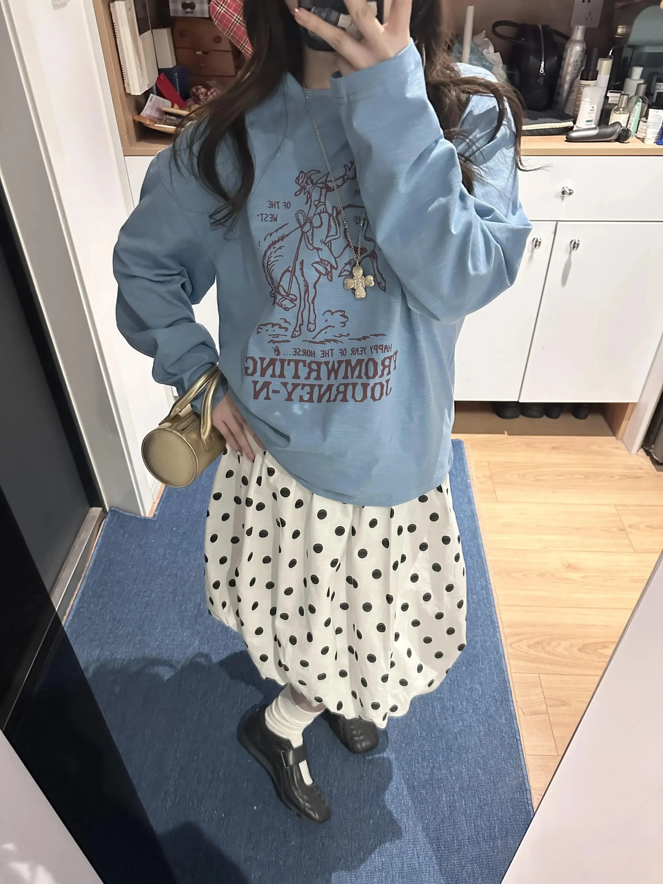 American Retro Polka Dot Bloomer Skirt Women's Summer Casual Two-Way Wear Midi Dress City Commuting Daily Travel Shopping