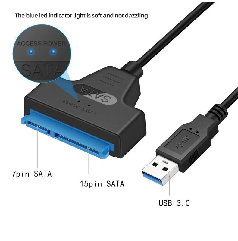 USB 3.0 SATA 3 Kabel SATA zu USB 3.0 Adapter bis zu 6 Gbps Unterstützung für 2,5 Zoll externe HDD SSD Festplatte 22 Pin SATA III Kabel – Detail 8
