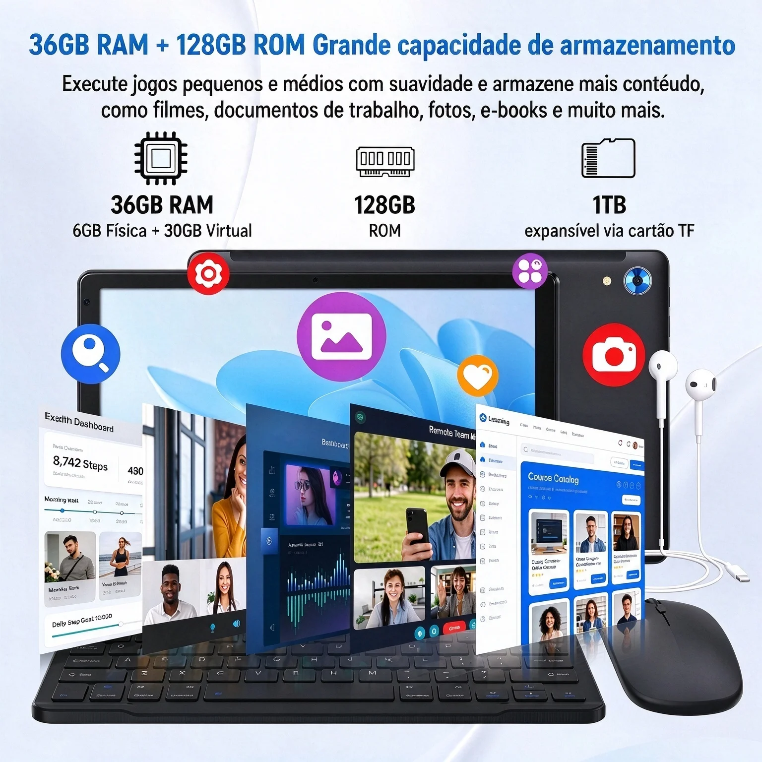 10.1 Inch Android 16 AI Tablet 8 Core 36(6+30)GB+128GB 1TB Expansion WiFi6 5MP+8MP Stylus Keyboard Mouse Headphone PC PAD Set