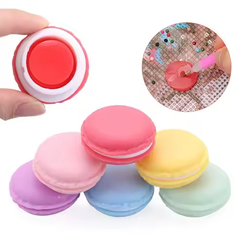 1/6pcs Macaron Diamond Painting Glue Clay Storage Box Drilling Mud Embroidery Cross Stitch Storage Container DIY Nail Art Tools