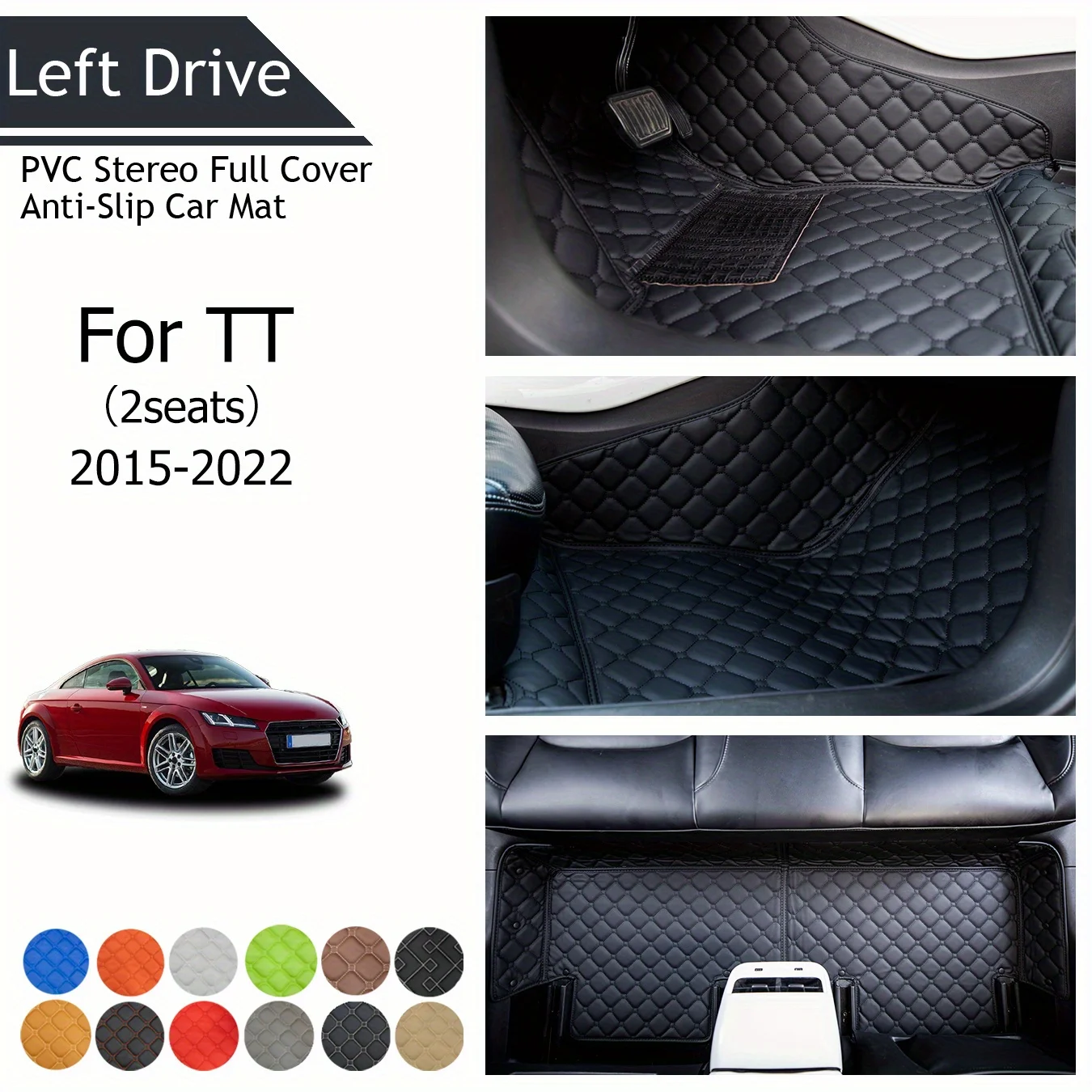 

TEGART 【LHD】For Audi For TT（2seats） 2015-2022 Three Layer PVC Stereo Full Cover Anti-Slip Car Mat Car Floor Mats Car Accessories