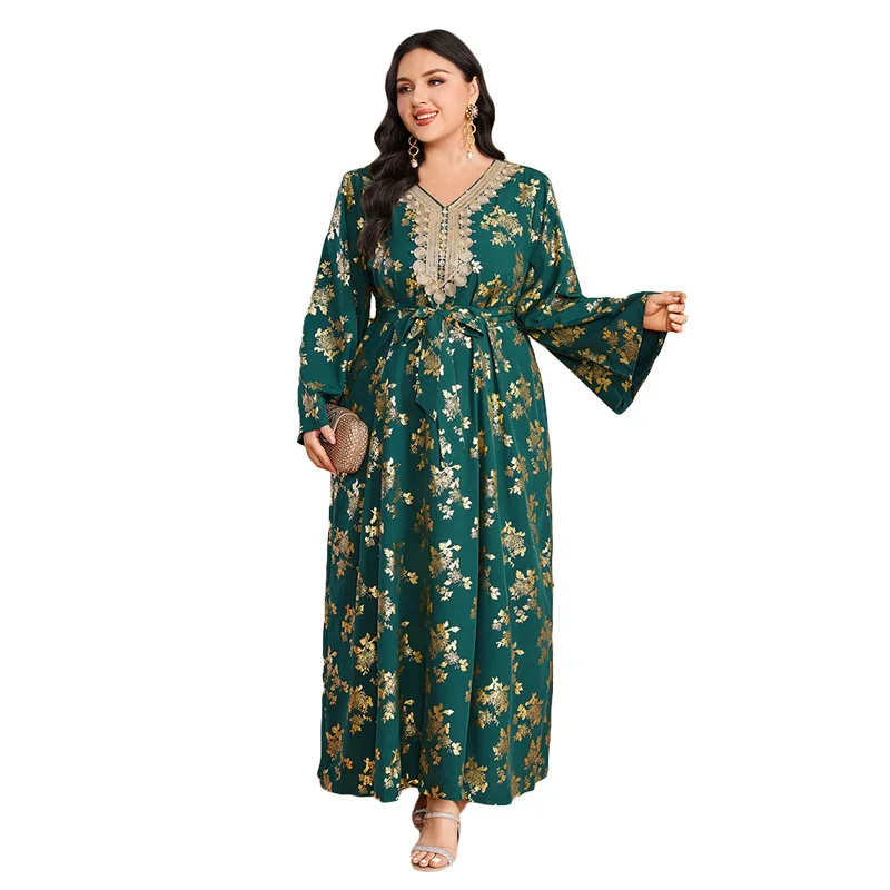 Muslim Abaya Embroidery for Plus Size Women Long Maxi Dress Turkey Dubai Arab Kaftan Eid Party Robe Morocco Caftan Vestido Islam