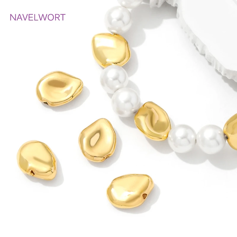 Brass Spacer Beads For Jewelry Making,18K Gold Plated Flat Irregular Beads Separators,Bracelet Beads,DIY Jewelry Accessories