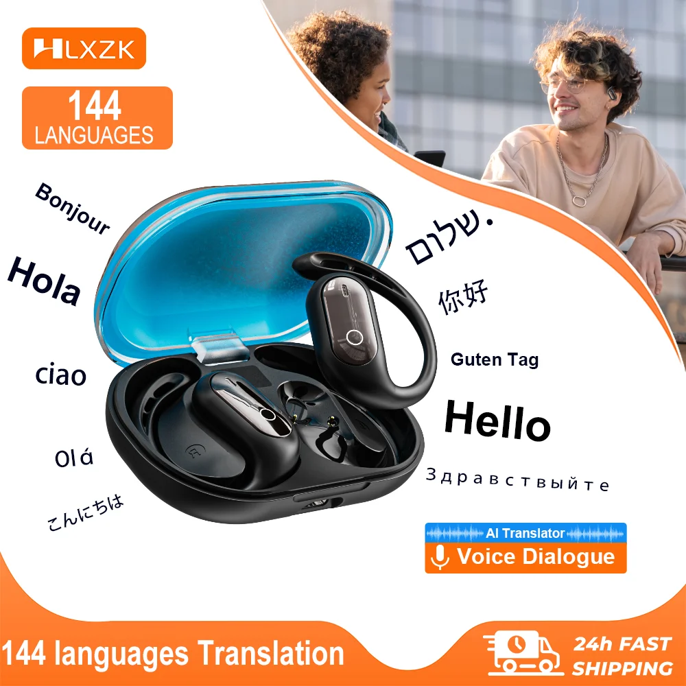 

Bluetooth Translation Headphones Noctilucent Flowing Grit 144 Language Real-Time Voice Translator Music Earphones for Business