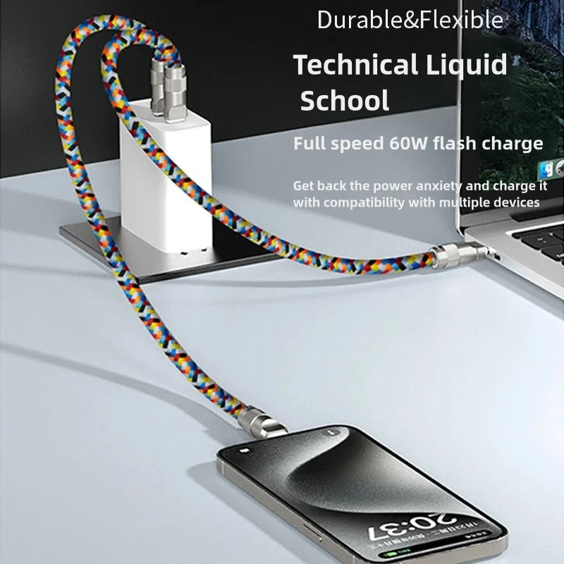 USB-C to USB-C Cable+Cell Phone Lanyard (2 in 1), 60W High Speed USB C Charger Cable with USB-C to USB-A Adapter