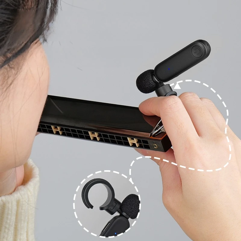 2.4G Harmonica Wireless Ring Pickup 360° Rotatable Harmonica Microphone Noise Reduction Stage Performance Pickup Instrument Part