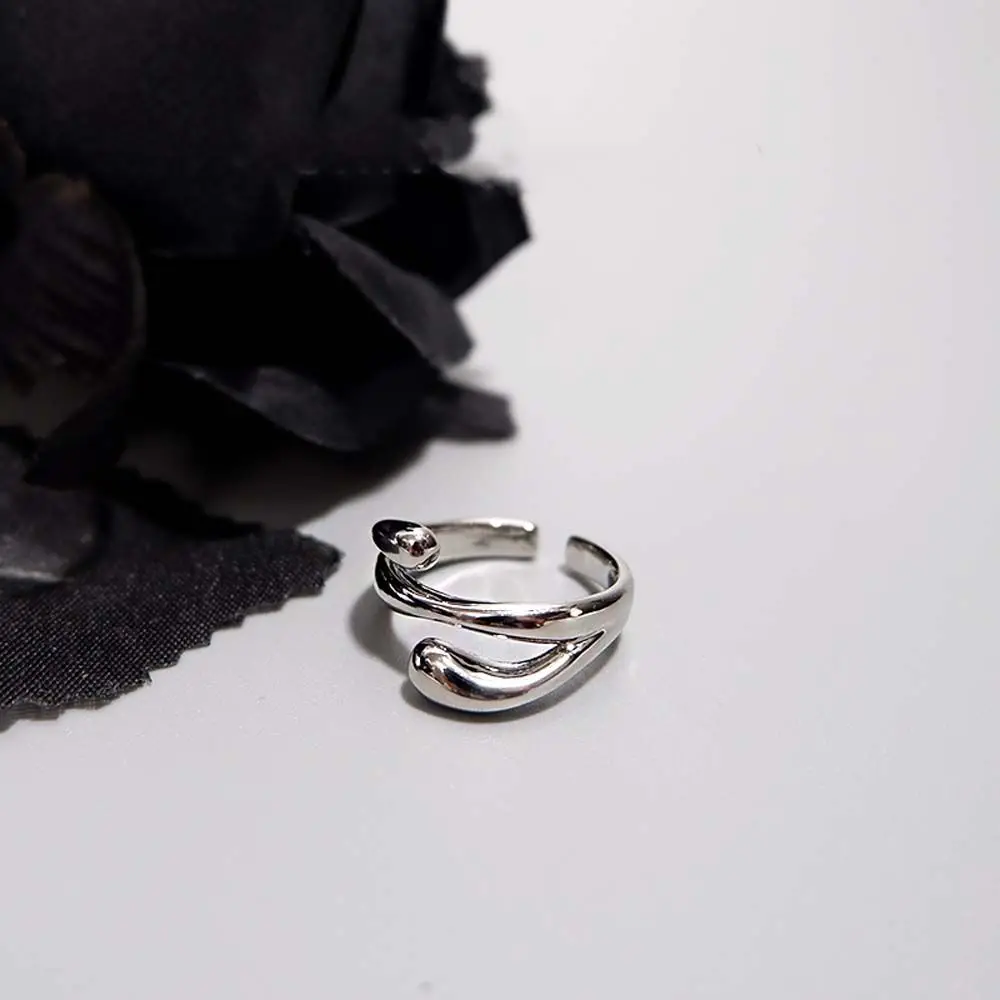 Unique Three Layer Irregular Adjustable Ring Geometry Opening Finger Ring Creative Jewelry Accessories