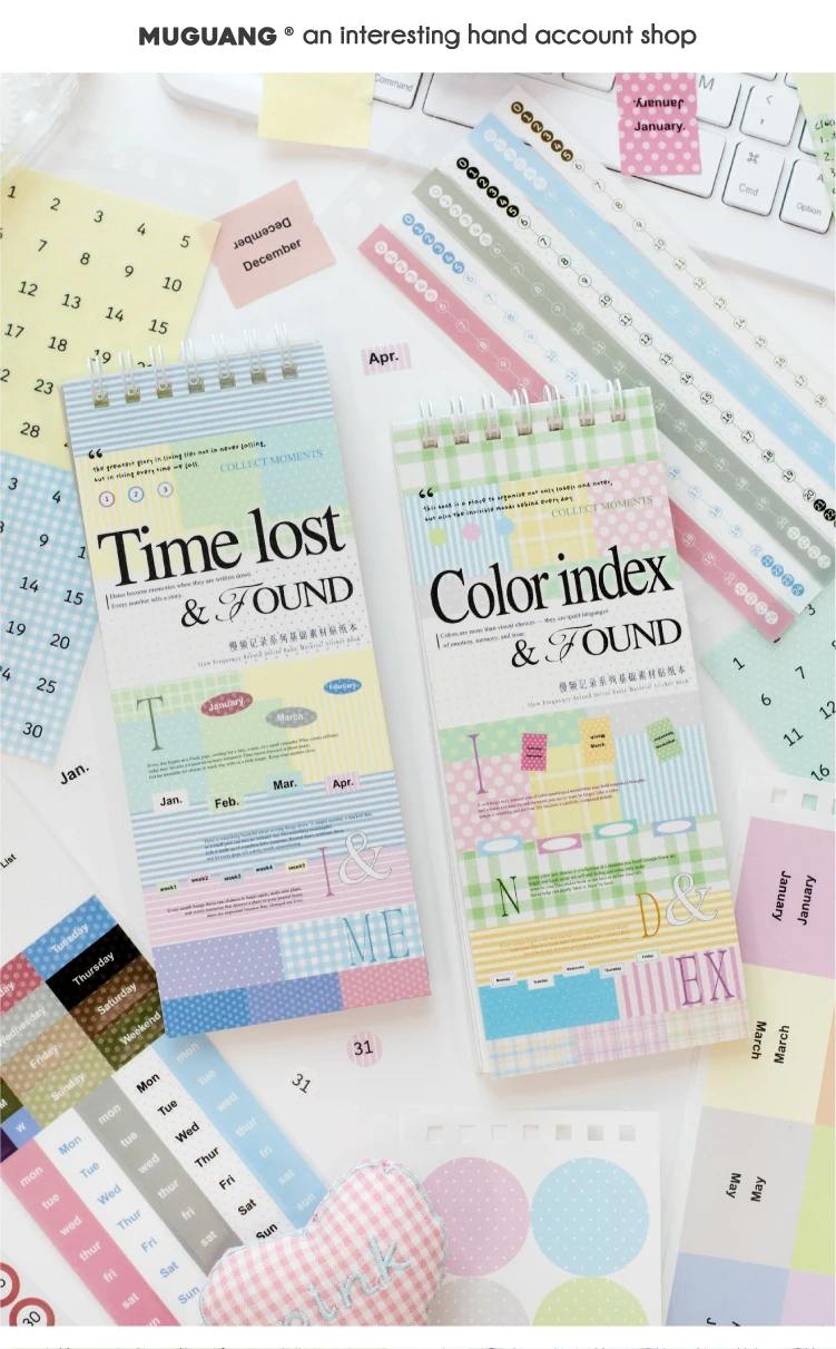 Journal GO 30pcs Mixed Material Date Planner Stickers PET & Washi Paper Index Sticker for Scrapbooking Colorful Number Month