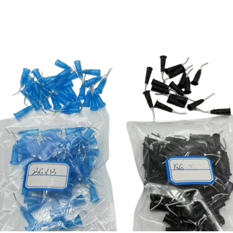 

500pcs Pre-Curved Dispensing Tips Etching Resin Flow Composite Needle Disposable Applicators Dental Materials 18G-23G