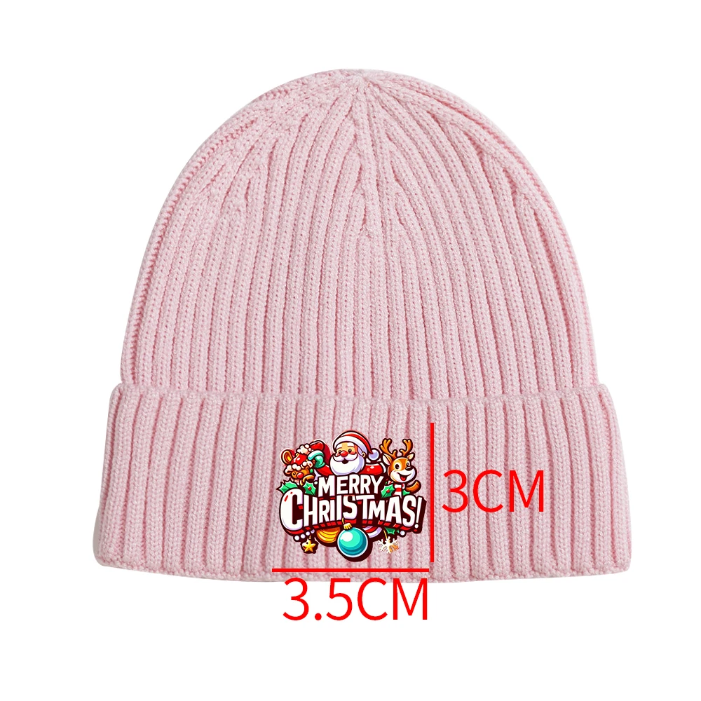 Autumn and winter warm woolen cold hat trend thick needle core-spun yarn light plate outdoor versatile Christmas happy cartoon k