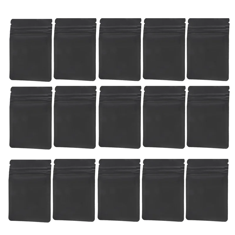 100 Pack Smell Proof Bags - 3 X 4 Inch Resealable Mylar Bags Foil Pouch Bag Flat Zipper Closure Bag Matte Black