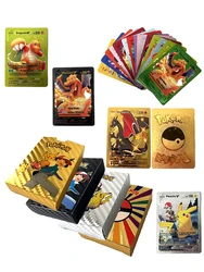 Cartas Pokémon Vmax Inglesas e Francesas, GX Energy, Cartão Metal Gold Sliver, Charizard, Pikachu, Coleção Rara, Treinador de Batalha, Prenda Rapaz