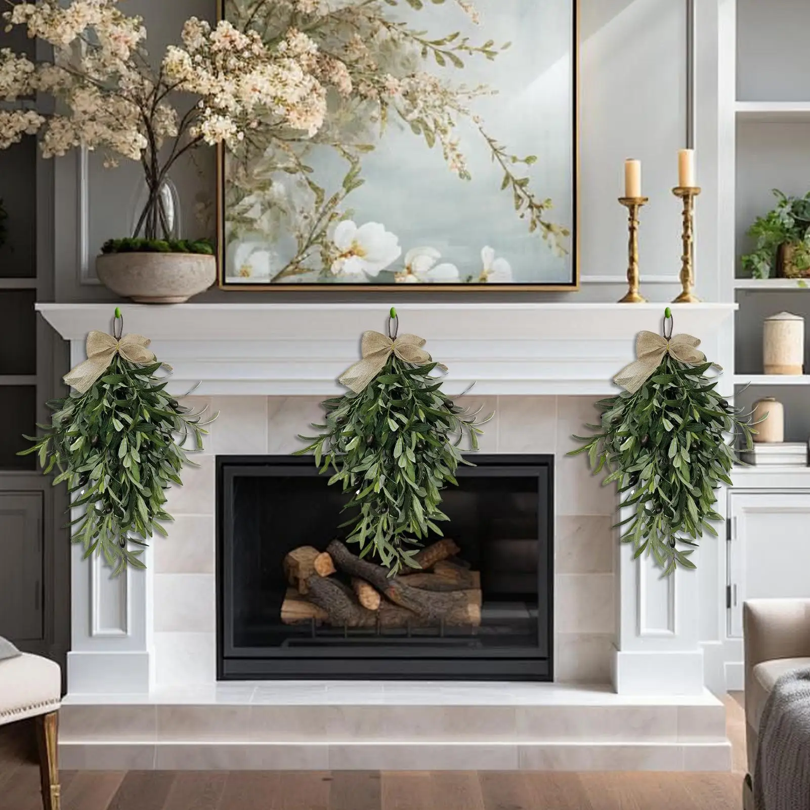 إكليل الزيتون الاصطناعي نباتات بلاستيكية اصطناعية مهرجان الكرمة إكليل الزفاف حديقة المنزل جدار لتقوم بها بنفسك ديكور الممر