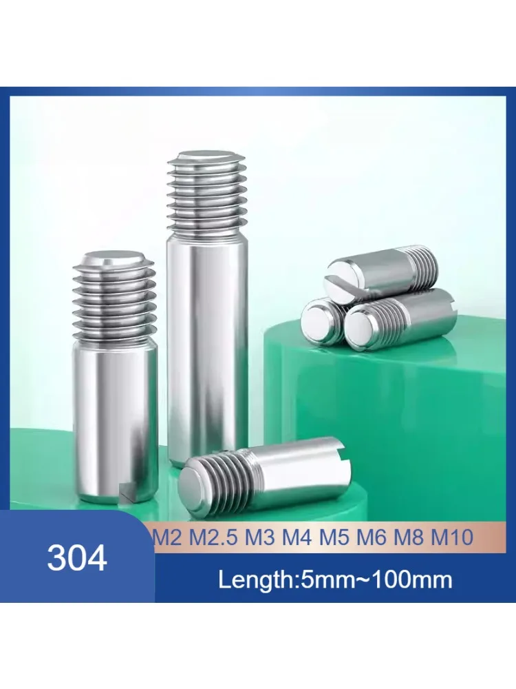 Vis de positionnement sans tête fendues en acier inoxydable 304, goupilles à filetage externe, boulons de localisation cylindriques M2M2.5M3M4M5M6M8M10