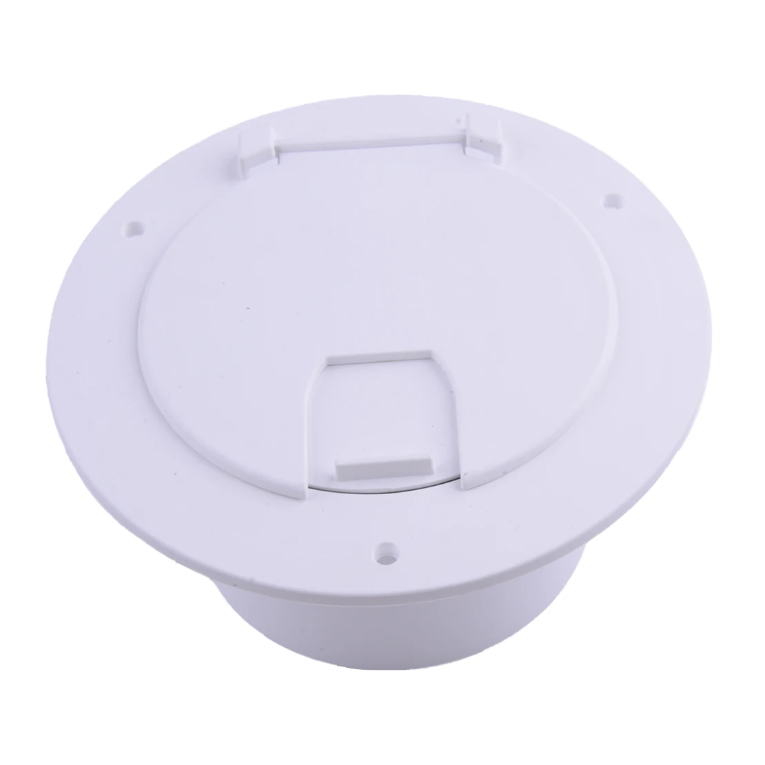 White ABS Plastic Round Flip Up Power Electrical Cable Cord Hatch Cover Lid Universal for RV Camper Trailer Truck Boat