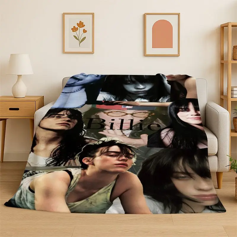 Famous Singer Billie Eilish Star Soft Flannel Throw Blanket,Warm Cozy Blanket for Bed,Couch,Sofa,Bedroom,Living Room,Travel