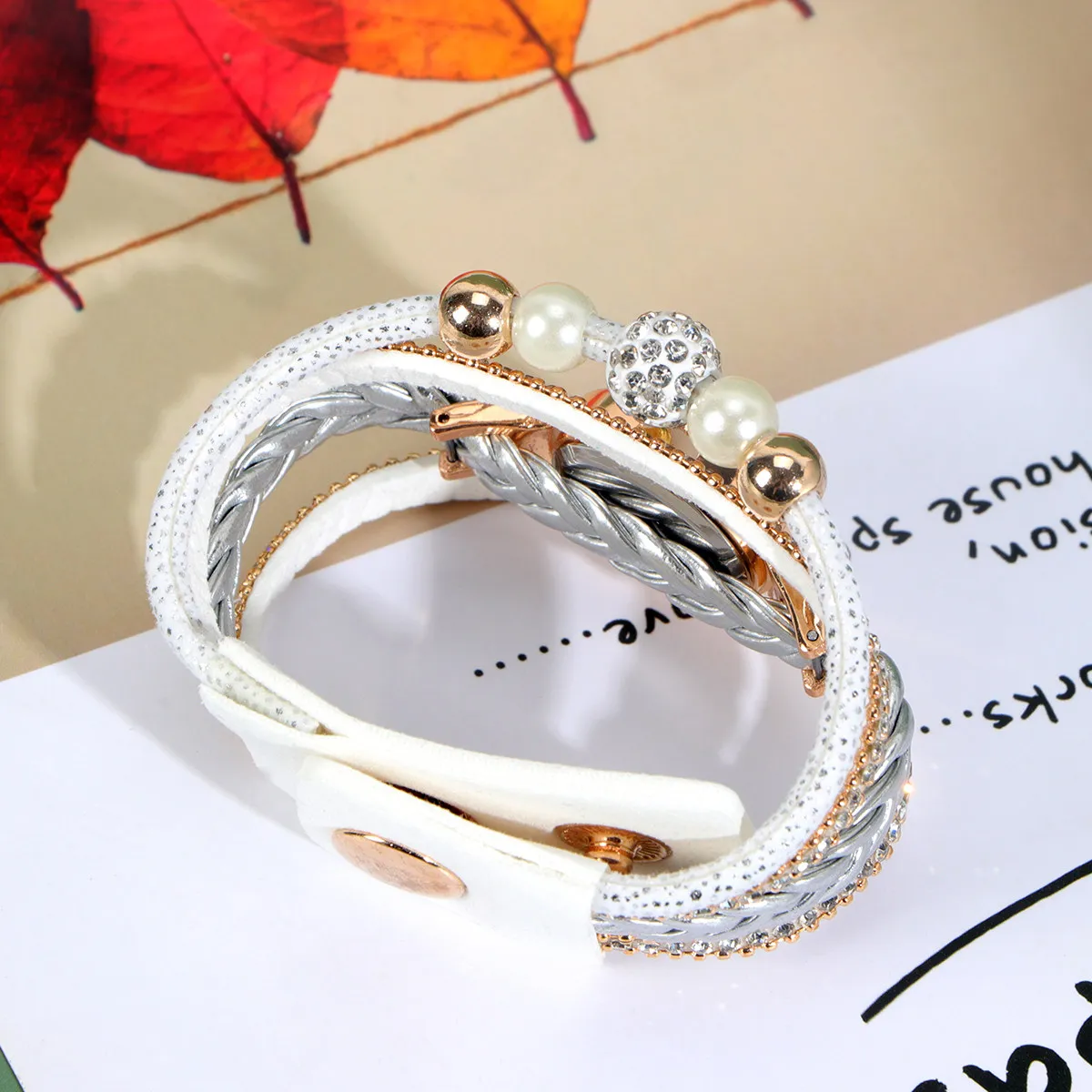 Quartz Wrist Watch Chain Strap Bracelet Watch Fashion Women Rhinestone Embellished Birthday Gift