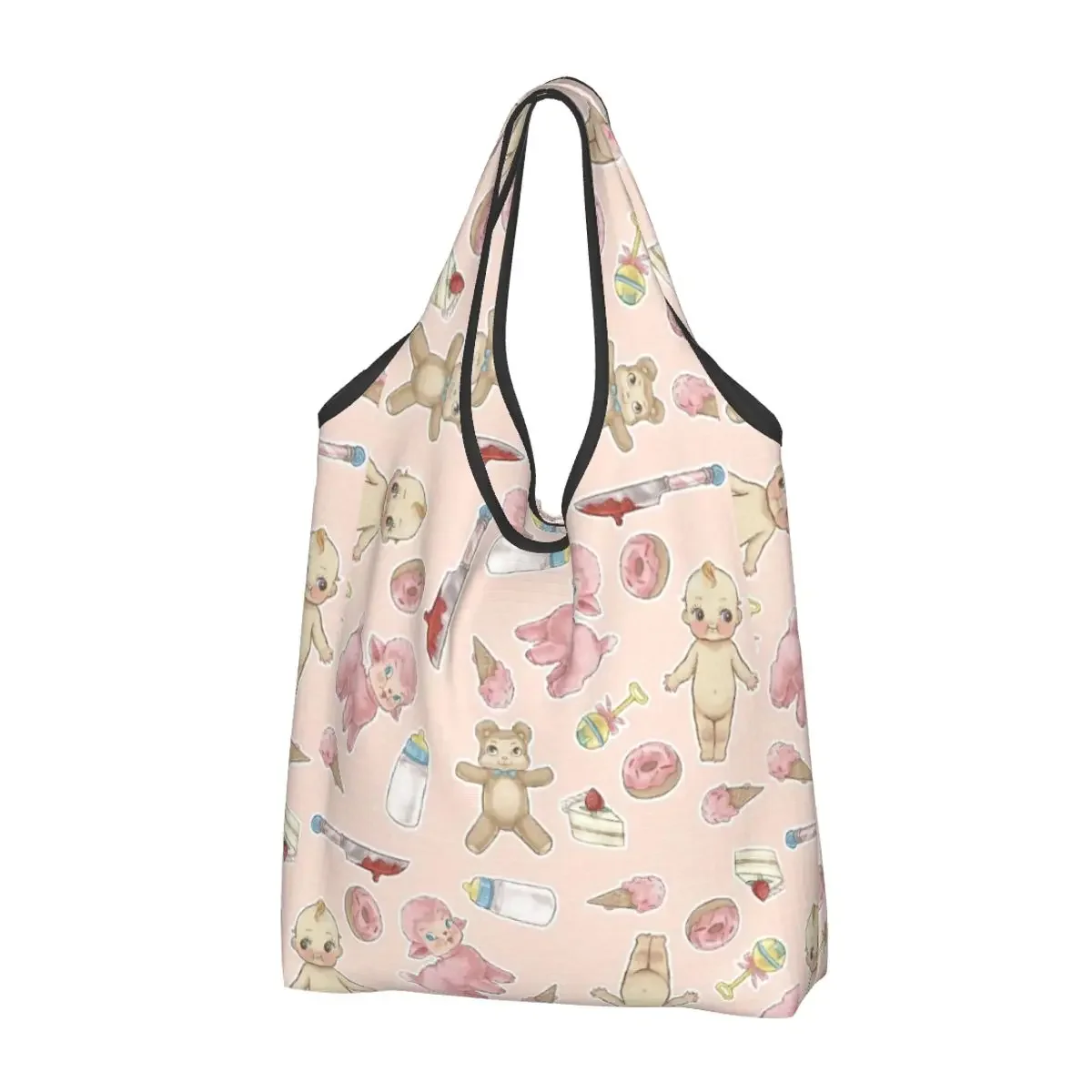 Reusable Portals  Fans Grocery Bag Foldable Machine Washable Melanie Martinez Shopping Bags Large Eco Storage Bag Attached Pouch