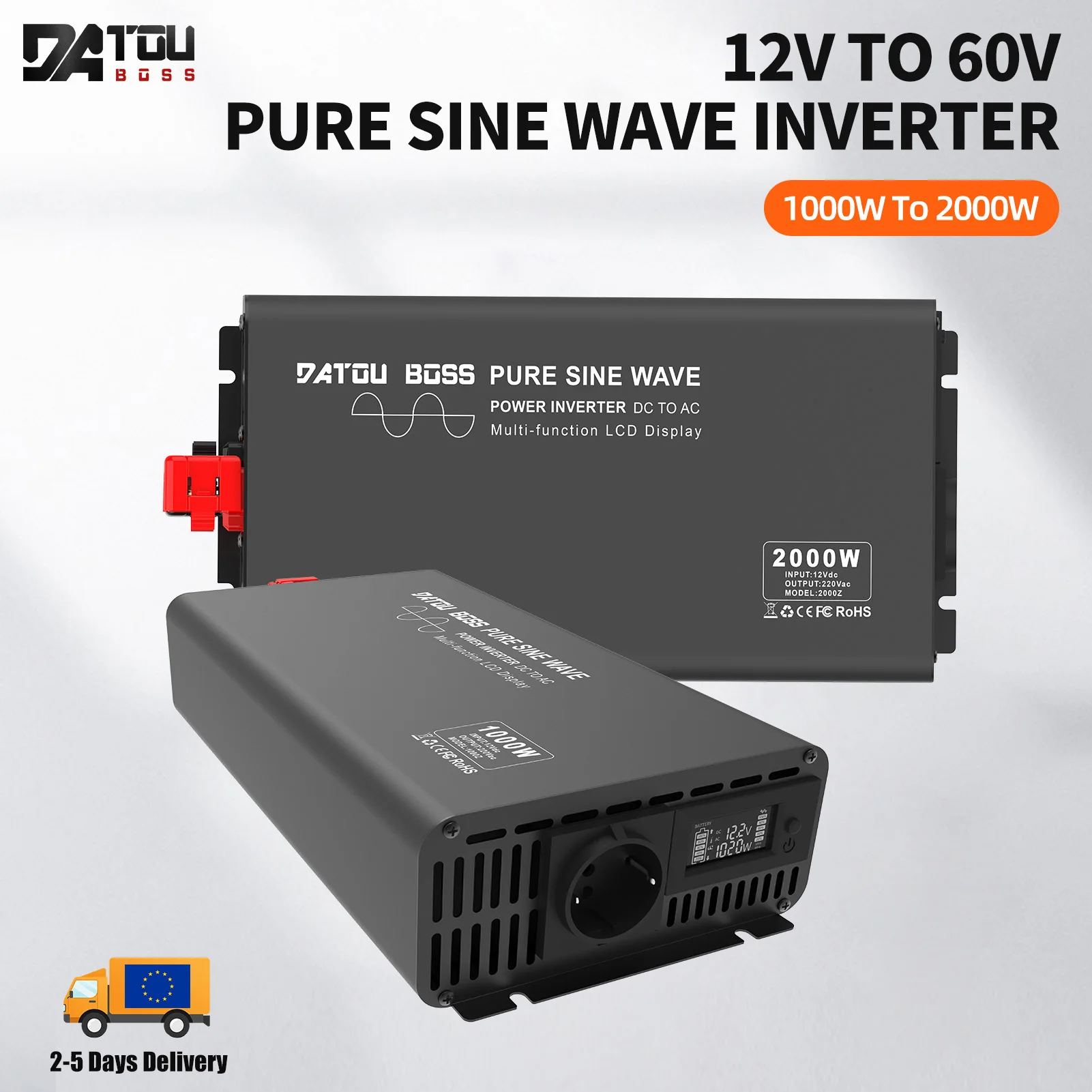 DATOUBOSS YLRX Series Pure Sine Wave Inverter DC To AC Power Transformer 1000W To 2000W Continuous Power Multiplugs Inverter