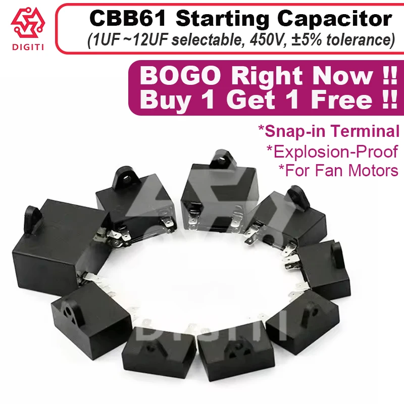 ​​CBB61 Capacitor CBB60 Capacitor Snap-in Terminal Starting Capacitor for AC Fan Motors​​ Explosion-Proof Film Capacitor