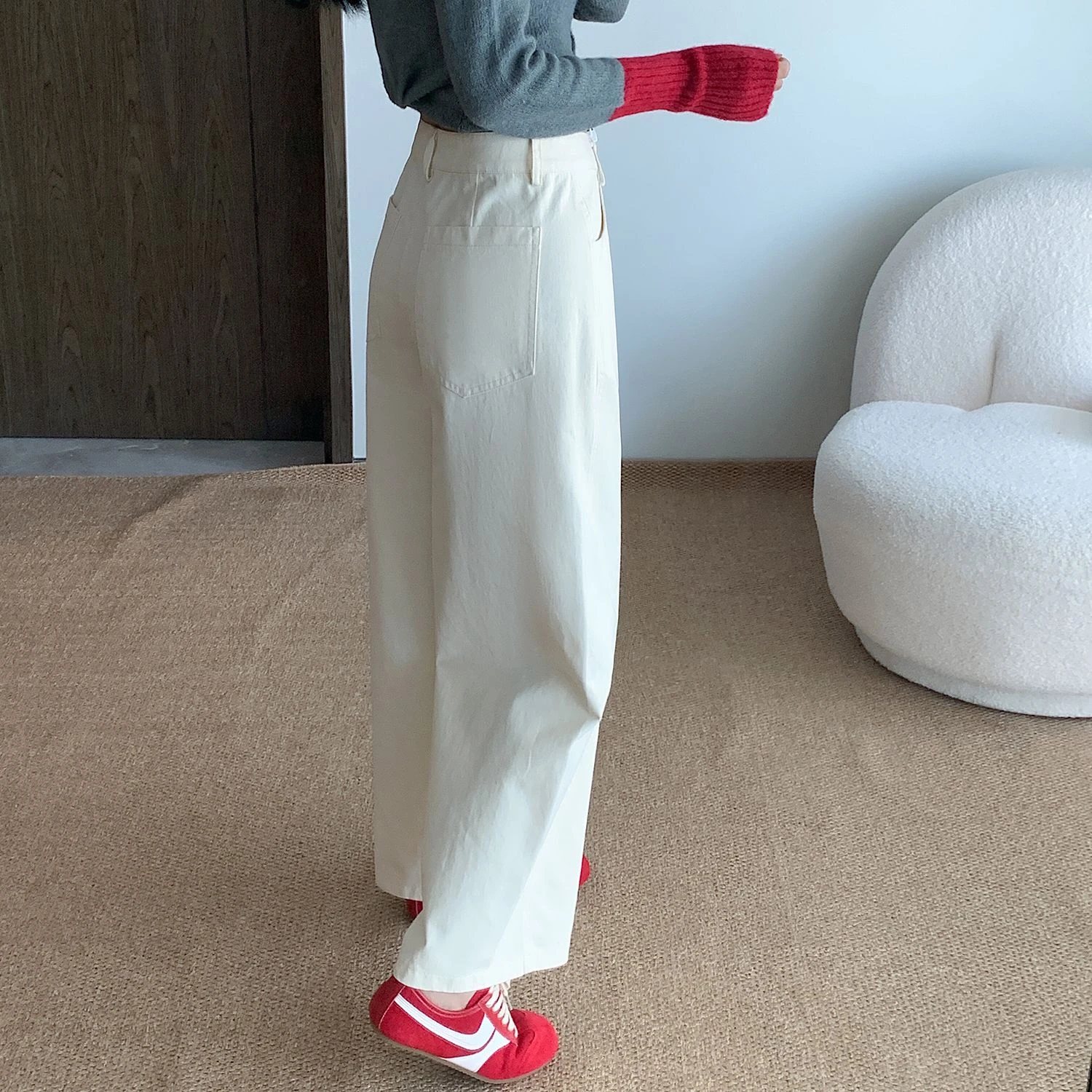 ZHISILAO กางเกงยาวถึงข้อเท้าผู้หญิงสง่างามออฟฟิศเลดี้วินเทจผ้าฝ้ายกางเกงขากว้างฤดูใบไม้ร่วงฤดูหนาว 2025