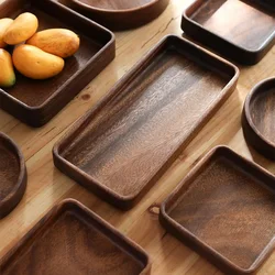 Black Walnut Snacks Trays Eco Natural Wooden Multi Function Storage Trays Household Fruits Plate Tea Trays Tableware