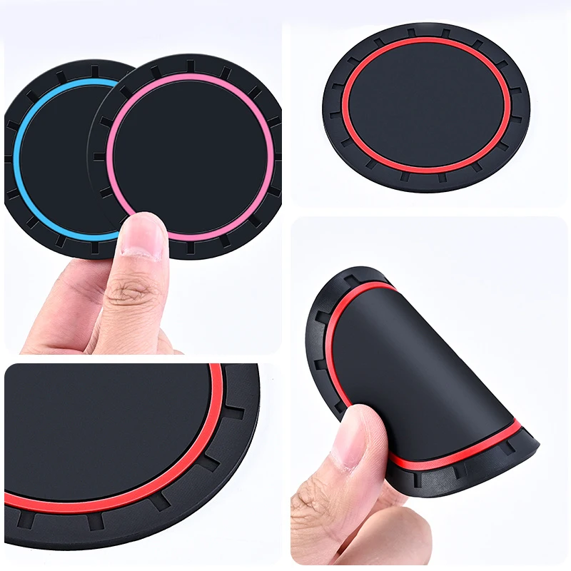 Car Coaster Waterproof Non-Slip Mat Water Cup Slot Decorate Accessories For Skoda Octavia 2 3 Fabia A7 Rapid Superb Kamiq Kodiaq