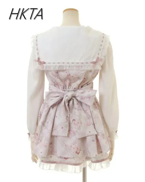 Liz Dress Japanese Mine Dress Set Spring Autumn New Sweet Bow Cartoon Long Sleeve Lolita Shirt Dress Shorts Two-piece Set Women