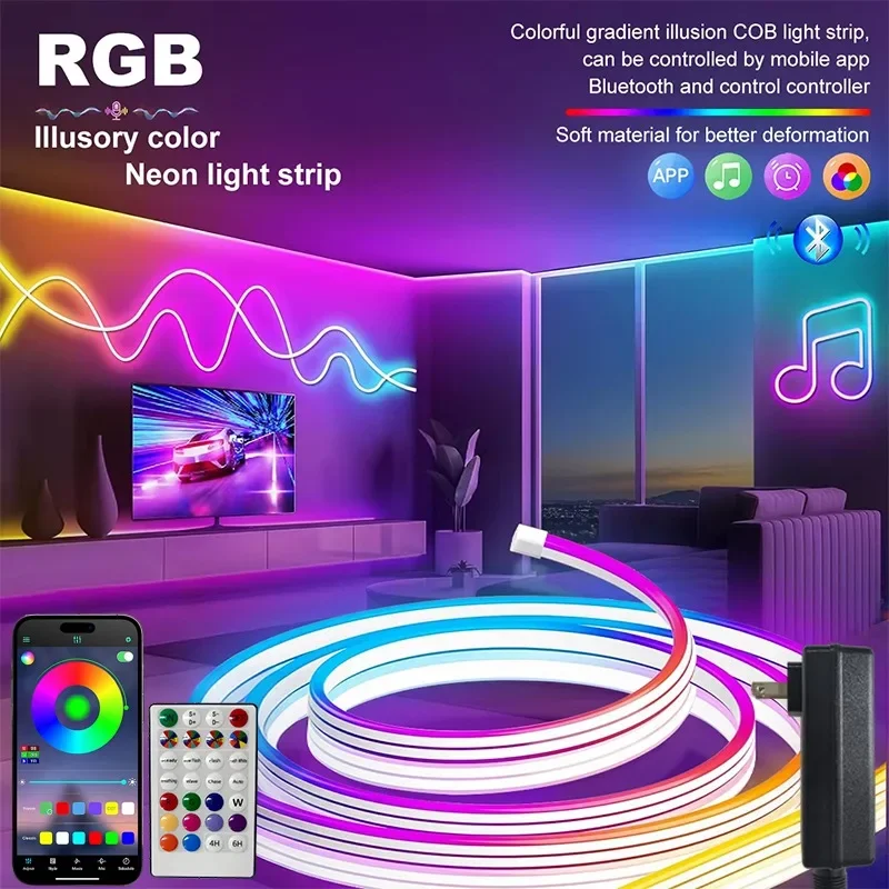 150 FT RGB neon light strip controlled app and remote control Waterproof Music Sync Color Changing Rope for Bedroom Living Game