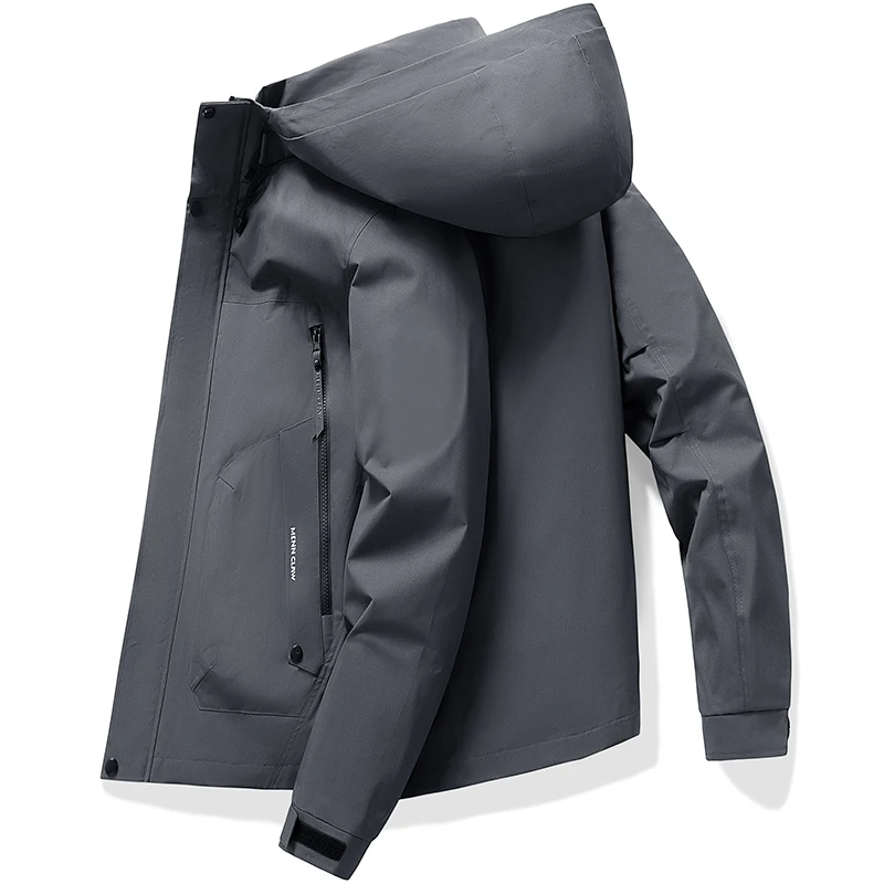 

Hooded Windproof Waterproof Jacket for Men Spring Autumn Outdoor Hiking Coats High Quality Solid Color Men Windbreaker with Hood