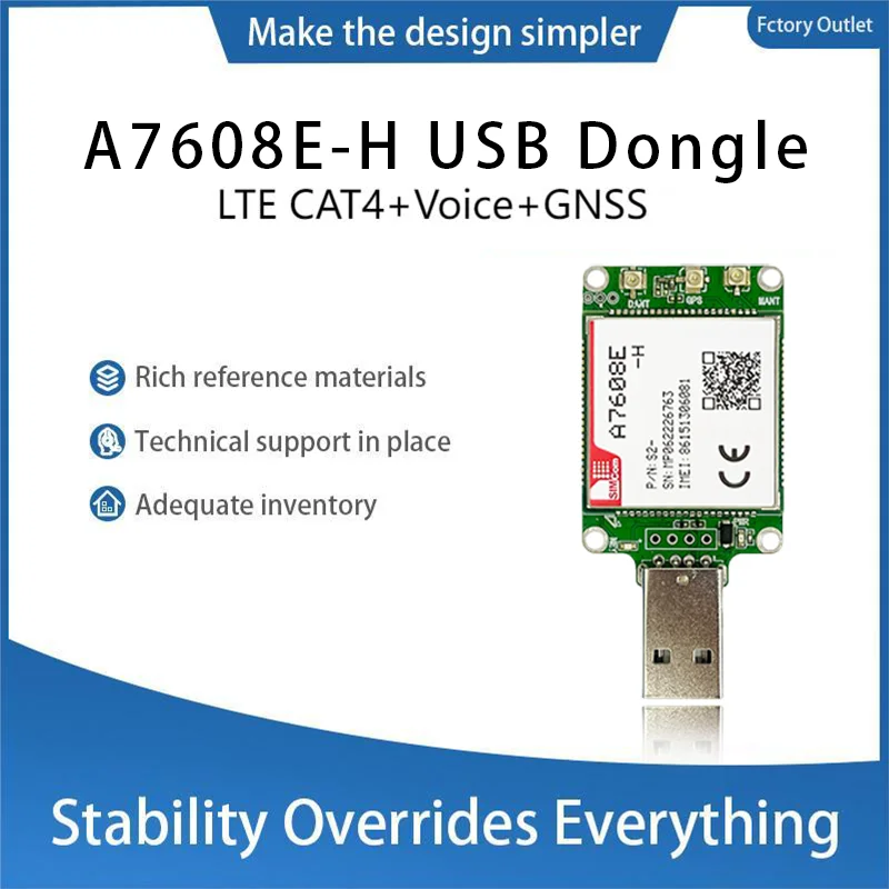 SIMcom LTE CAT4 USB Dongle A7608E-H suporrt Data Voice GNSS Optional