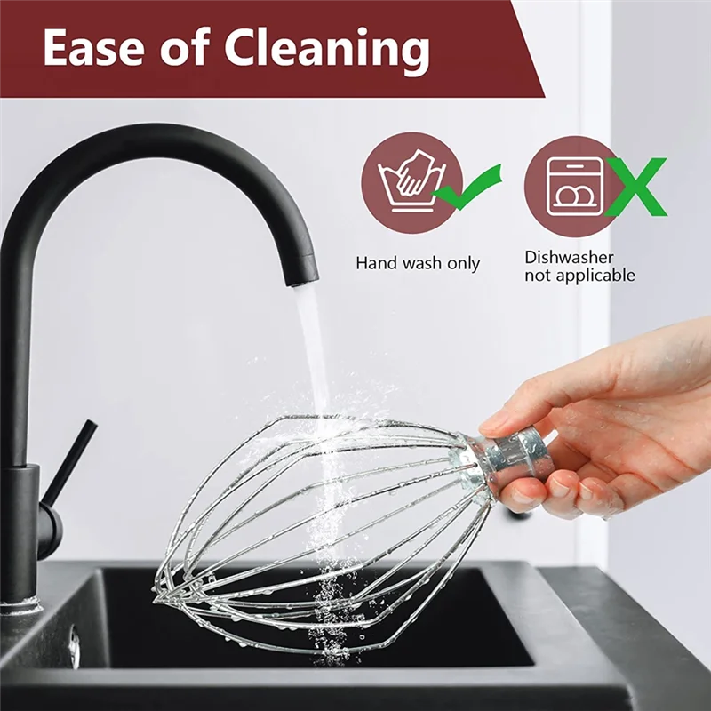 แส้ลวดสําหรับ Kitchenaid Stand Mixer 5QT Lift และ 6QT, Whisk ATTACHMENT, สแตนเลสสตีลไข่ครีม Stirrer