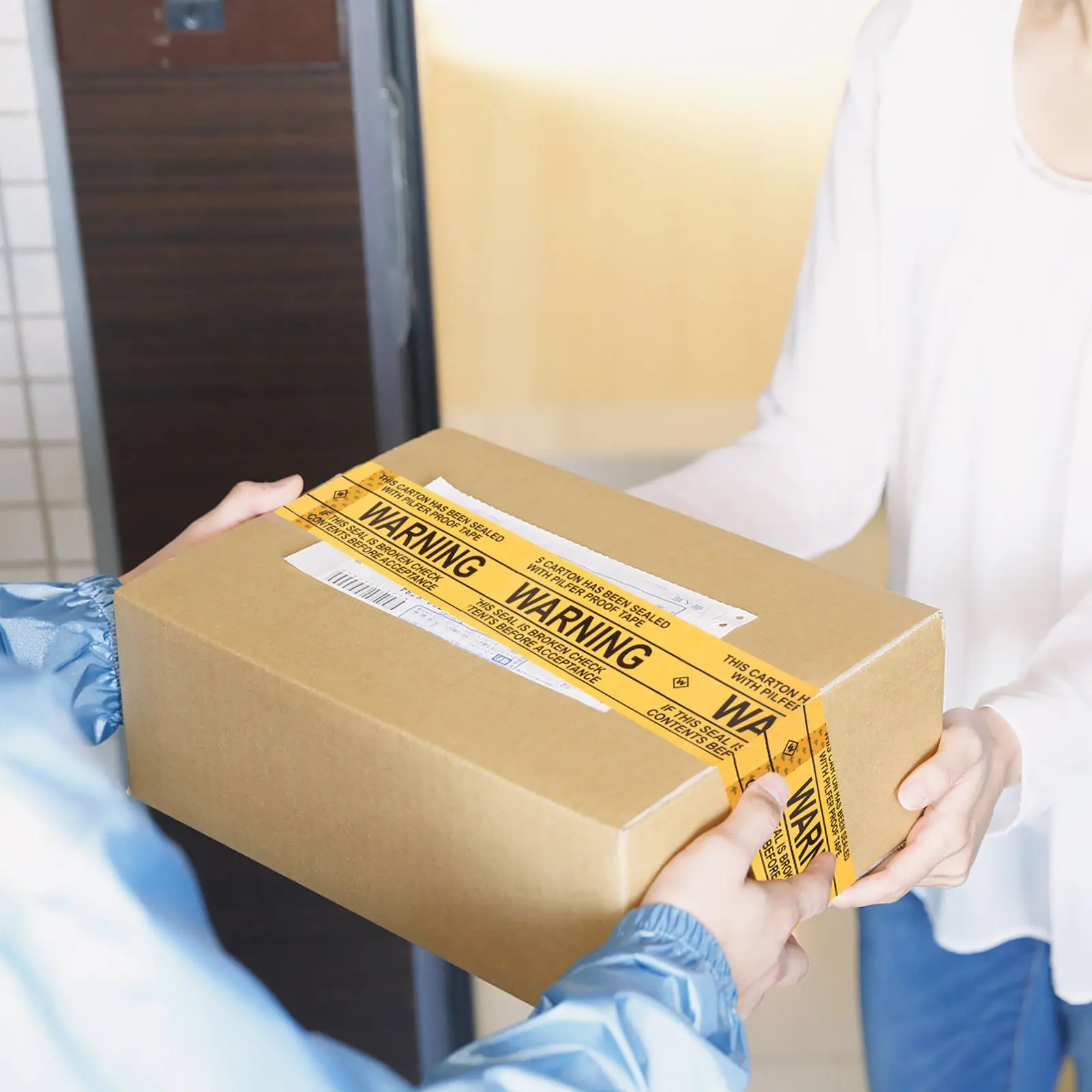 Warning Packing OPP Waterproof Duct Tape Sealing Package Gifts Practical Decorative Peel Easy Apply Shipping Tape Roll Goods