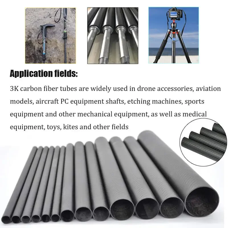 1 Stück 200/500 mm Länge Carbonrohr Außendurchmesser 5–28 mm, 3K Twill Matte Oberfläche UAV Drohnenarm für landwirtschaftliche Sprühflugzeugteile – Detail 6